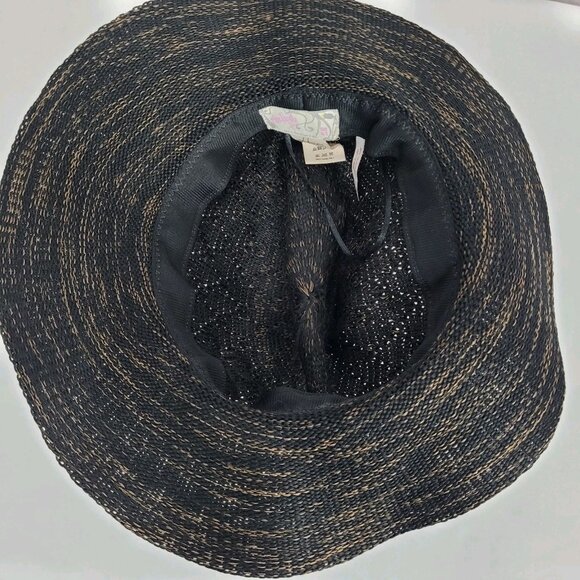 Free People Black Brown Wide Brim Floppy Lightweight Foldable Fedora Hat O/S - Picture 5 of 10